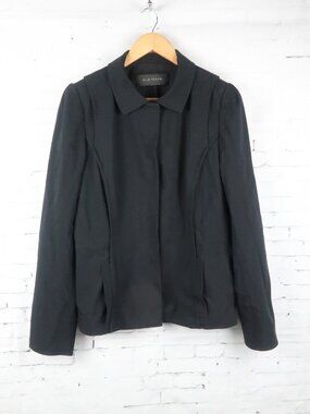 ELIE TAHARI BLACK HIDDEN BUTTON DOWN OFFICE JACKET BLAZER WITH POCKETS SIZE 10